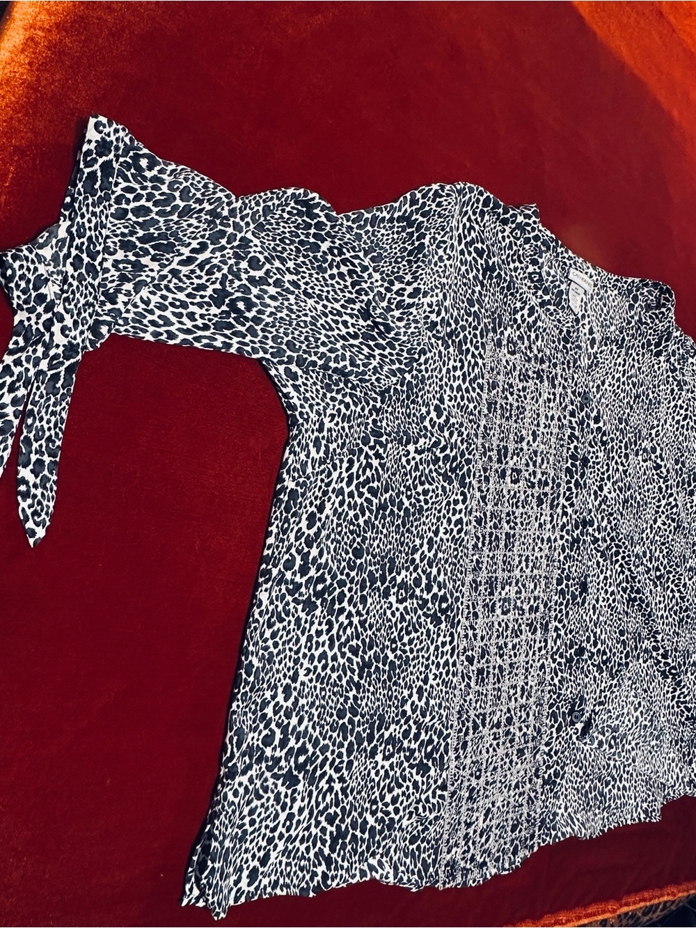 Catherines Black and White Leopard Print Button Front Blouse
